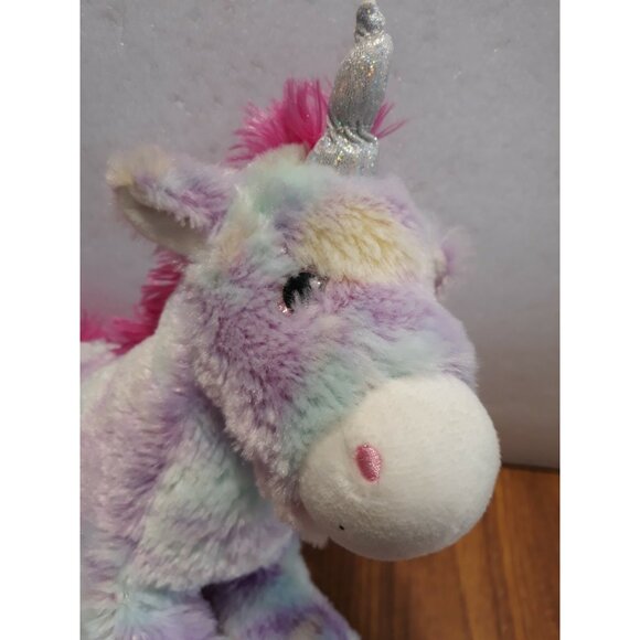 The Petting Zoo Unicorn Blue multiple colors stuffed Plush 12” Glitter Eyes - Picture 9 of 9